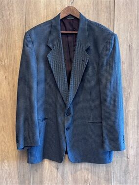 Pierre Cardin Vintage Tailored Blue Micro Houndstooth Sport Coat Blazer 46R